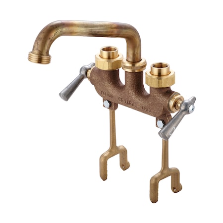 Central Brass Two Handle Laundry Faucet, IP, Cooper Sweat, Centerset, Rough Brass 468